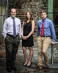 An image of Russell Ware, MD, PhD, Teresa Latham, MA, and Adam Lane, PhD.